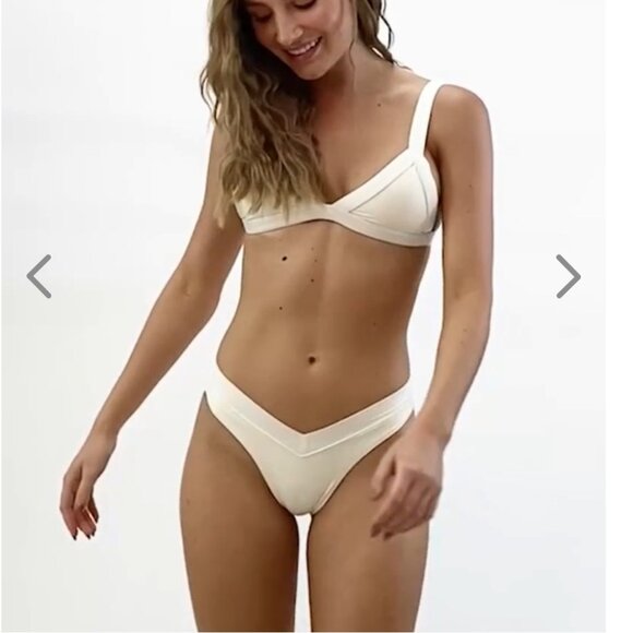 NWT OneOne Swimwear Bikini SET Pearl Cream Beige White Jesse Kameron New Ivory - Picture 6 of 16